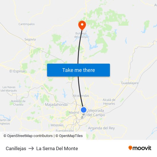 Canillejas to La Serna Del Monte map