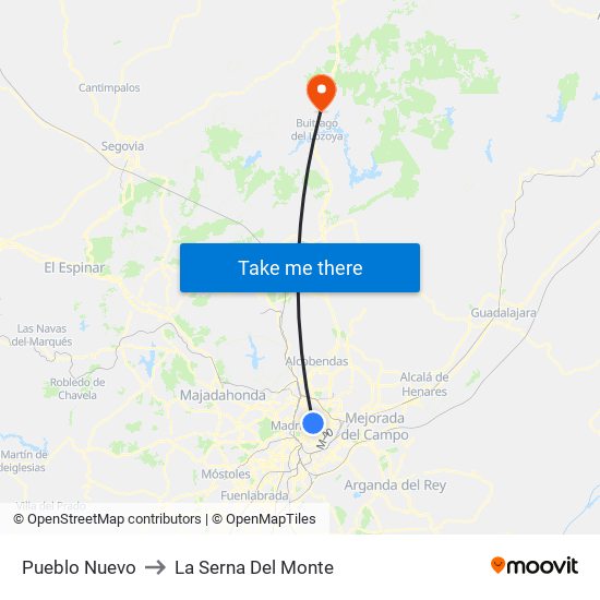 Pueblo Nuevo to La Serna Del Monte map