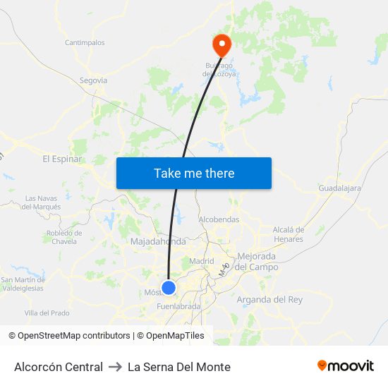 Alcorcón Central to La Serna Del Monte map