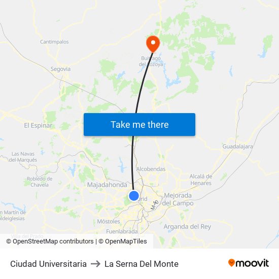 Ciudad Universitaria to La Serna Del Monte map