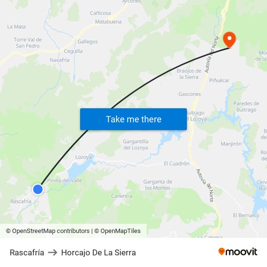 Rascafría to Horcajo De La Sierra map