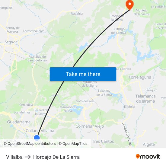 Villalba to Horcajo De La Sierra map