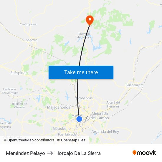 Menéndez Pelayo to Horcajo De La Sierra map