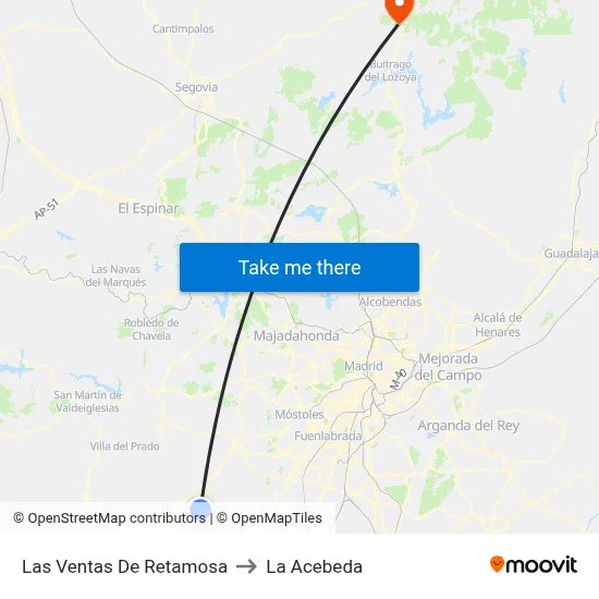 Las Ventas De Retamosa to La Acebeda map