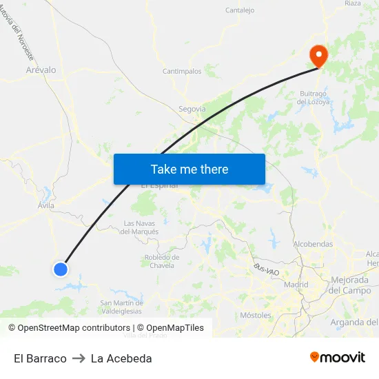 El Barraco to La Acebeda map