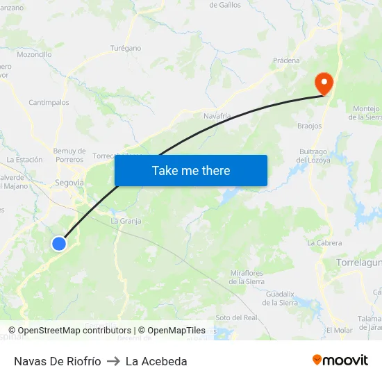 Navas De Riofrío to La Acebeda map