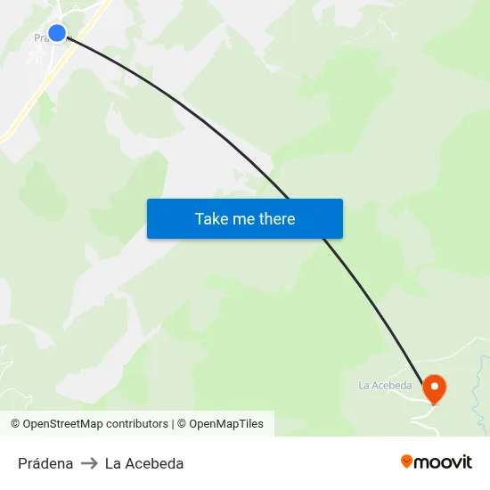 Prádena to La Acebeda map