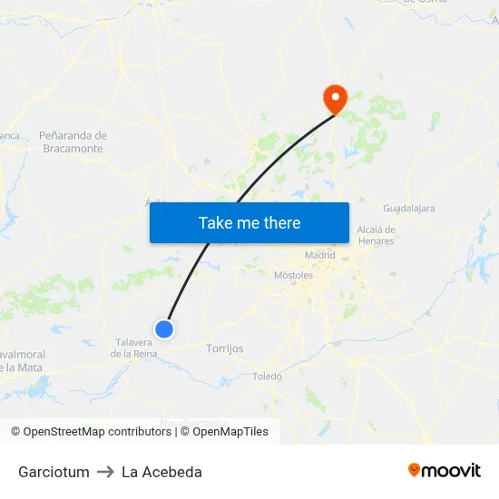 Garciotum to La Acebeda map