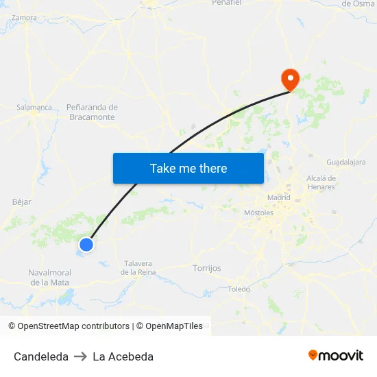 Candeleda to La Acebeda map