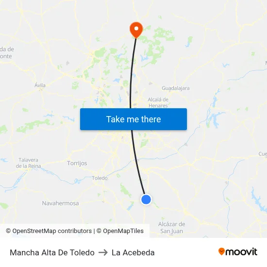 Mancha Alta De Toledo to La Acebeda map