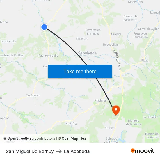 San Miguel De Bernuy to La Acebeda map
