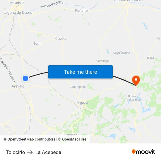 Tolocirio to La Acebeda map