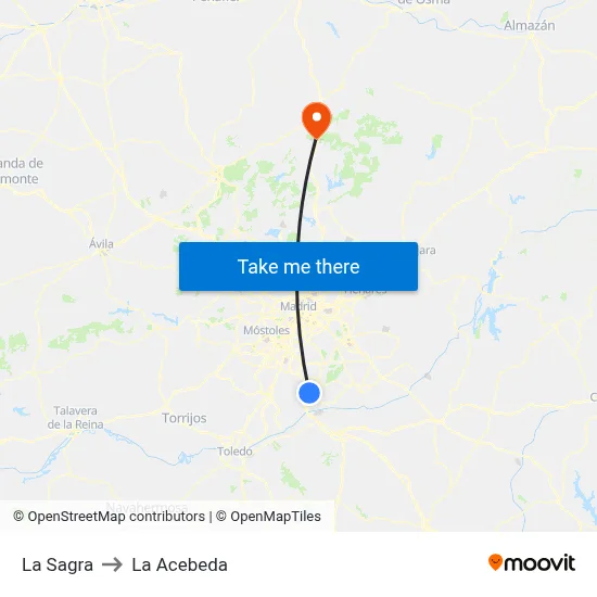 La Sagra to La Acebeda map