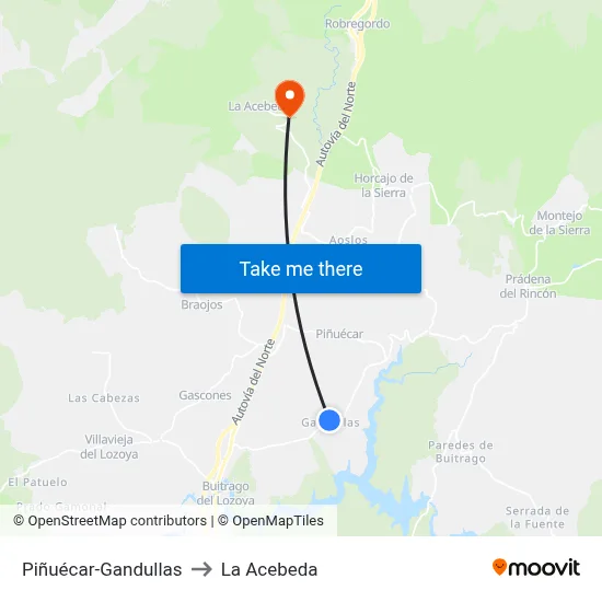 Piñuécar-Gandullas to La Acebeda map