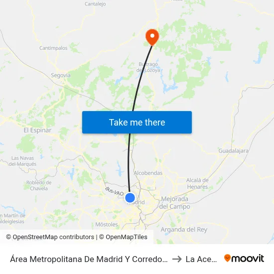 Área Metropolitana De Madrid Y Corredor Del Henares to La Acebeda map