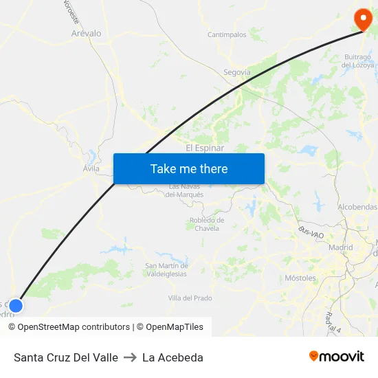 Santa Cruz Del Valle to La Acebeda map