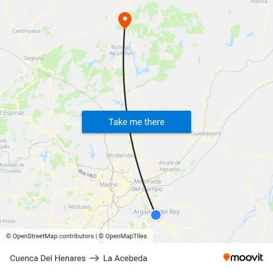 Cuenca Del Henares to La Acebeda map