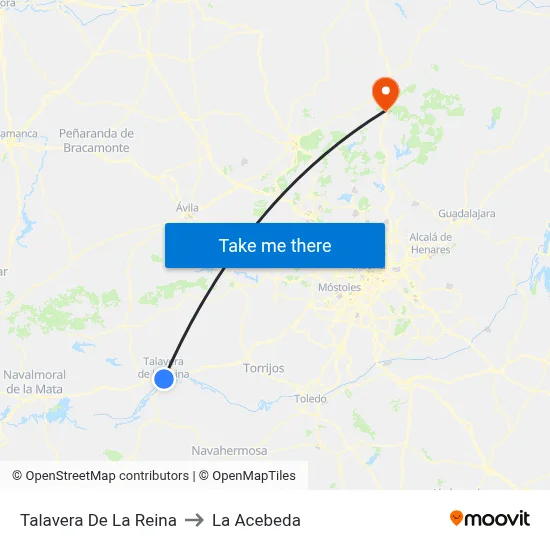 Talavera De La Reina to La Acebeda map