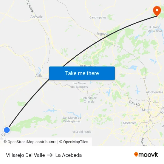 Villarejo Del Valle to La Acebeda map