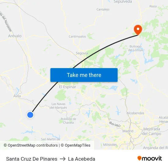 Santa Cruz De Pinares to La Acebeda map