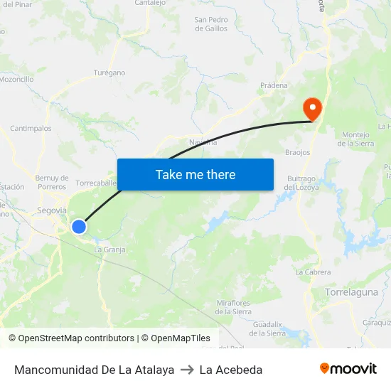 Mancomunidad De La Atalaya to La Acebeda map