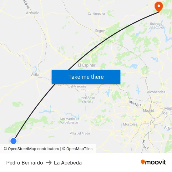 Pedro Bernardo to La Acebeda map