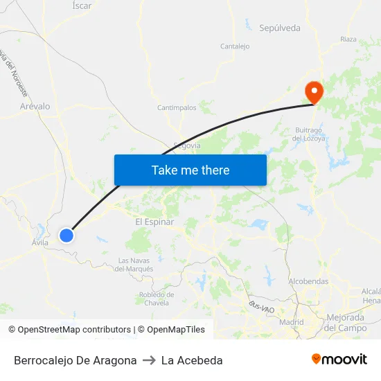 Berrocalejo De Aragona to La Acebeda map