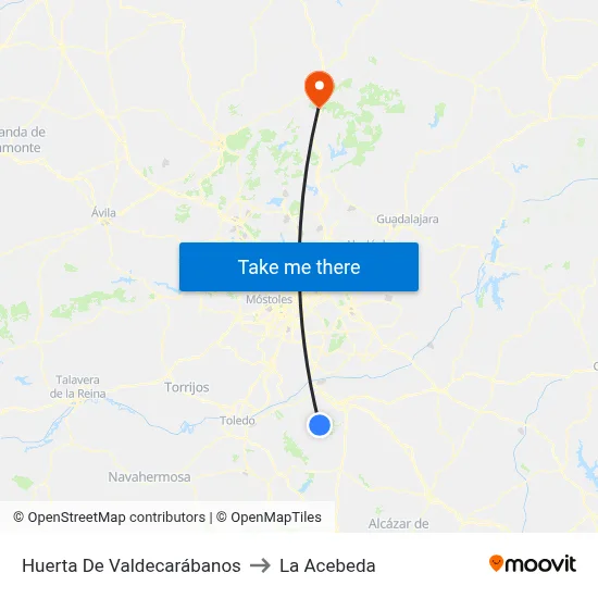Huerta De Valdecarábanos to La Acebeda map