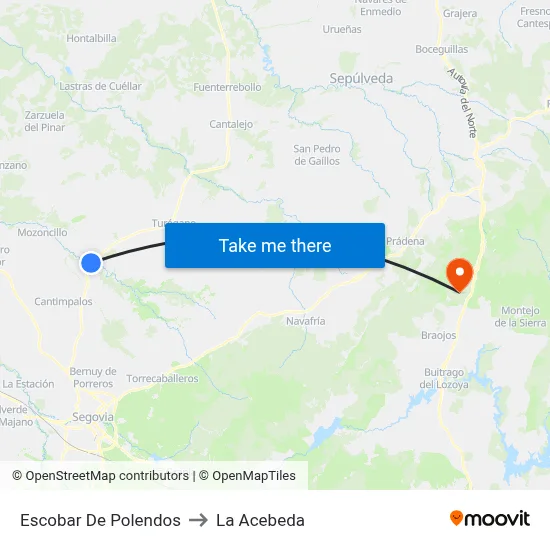 Escobar De Polendos to La Acebeda map