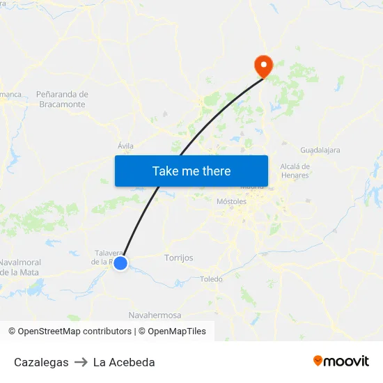 Cazalegas to La Acebeda map