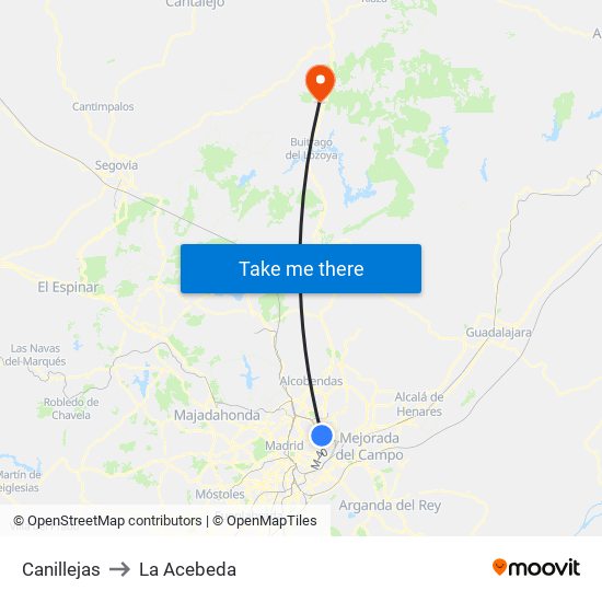 Canillejas to La Acebeda map