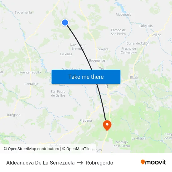 Aldeanueva De La Serrezuela to Robregordo map