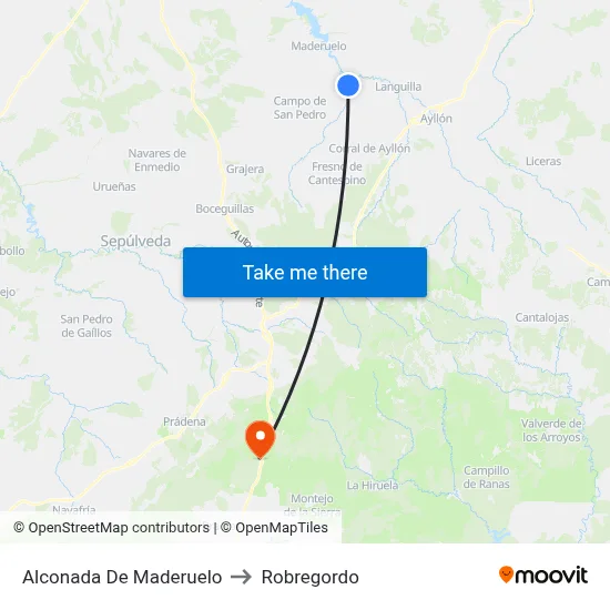 Alconada De Maderuelo to Robregordo map