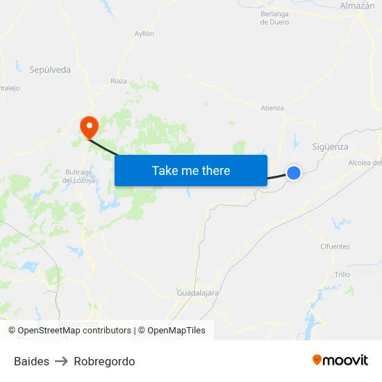 Baides to Robregordo map