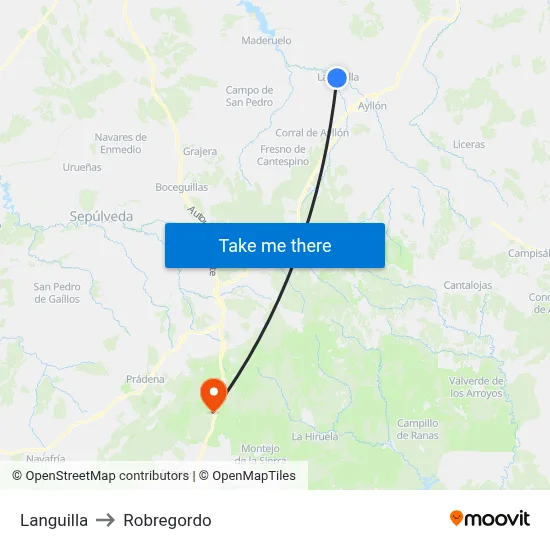 Languilla to Robregordo map