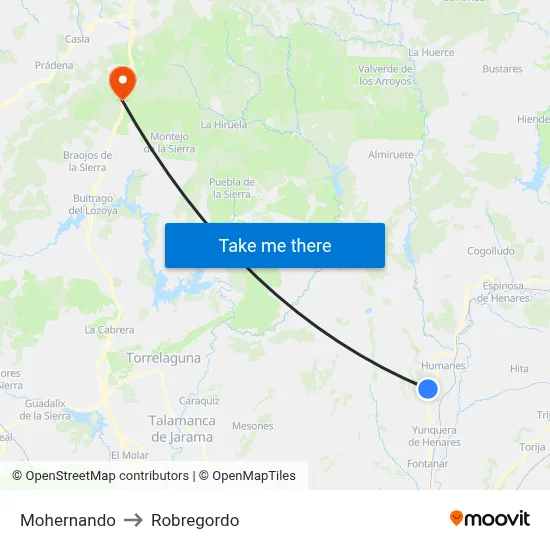 Mohernando to Robregordo map