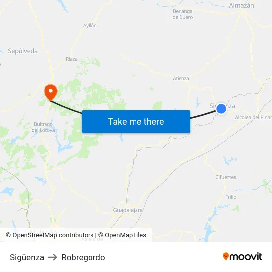 Sigüenza to Robregordo map