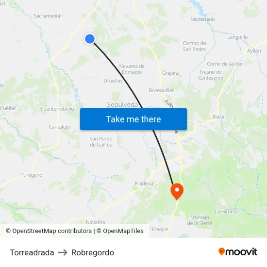 Torreadrada to Robregordo map