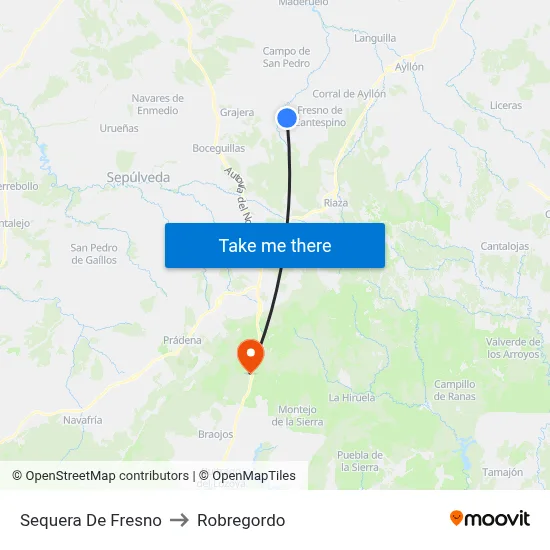 Sequera De Fresno to Robregordo map