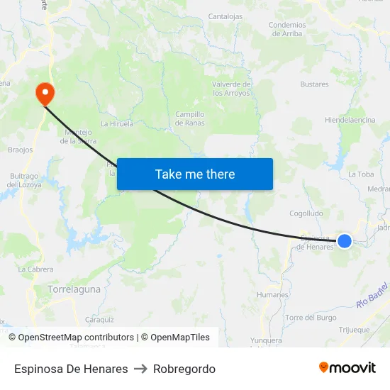 Espinosa De Henares to Robregordo map