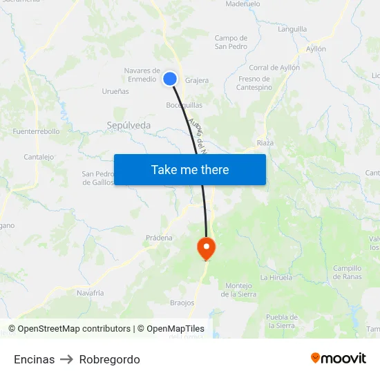 Encinas to Robregordo map