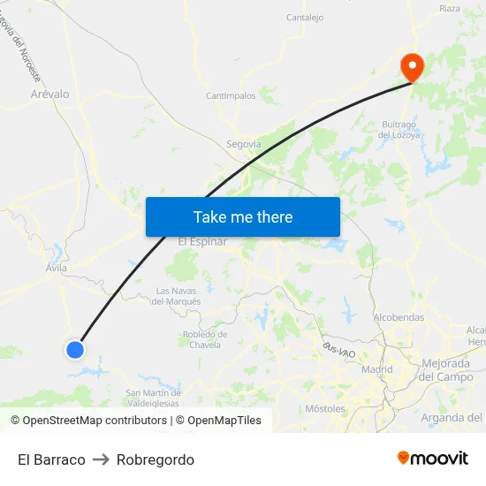 El Barraco to Robregordo map