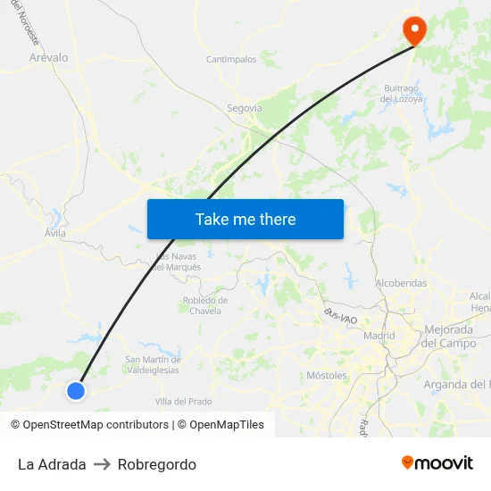 La Adrada to Robregordo map