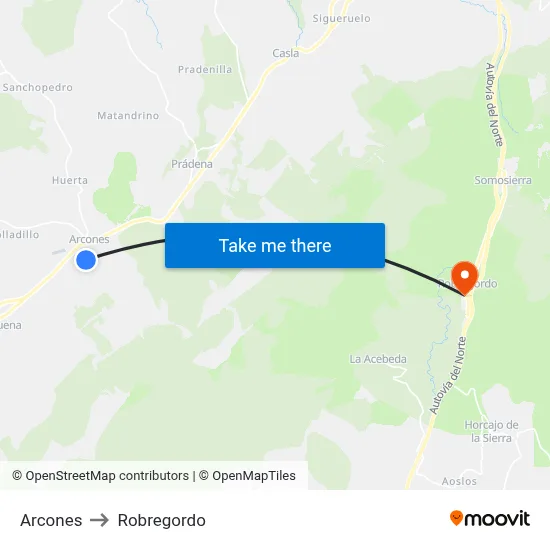 Arcones to Robregordo map