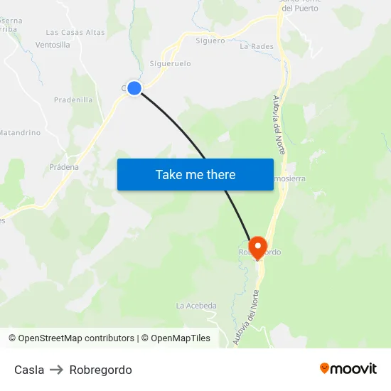 Casla to Robregordo map