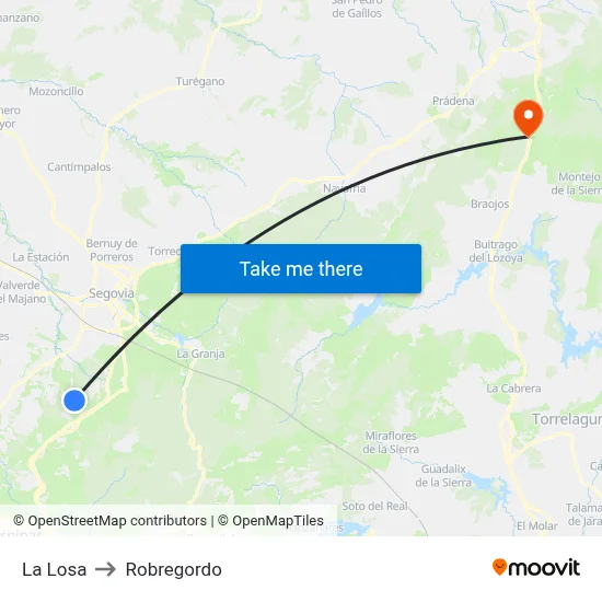 La Losa to Robregordo map