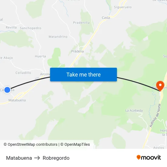 Matabuena to Robregordo map