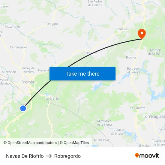 Navas De Riofrío to Robregordo map