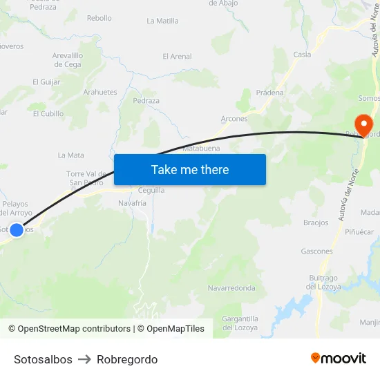 Sotosalbos to Robregordo map
