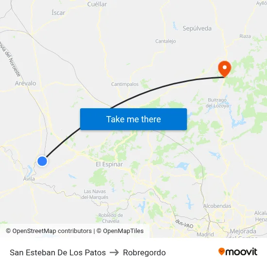 San Esteban De Los Patos to Robregordo map